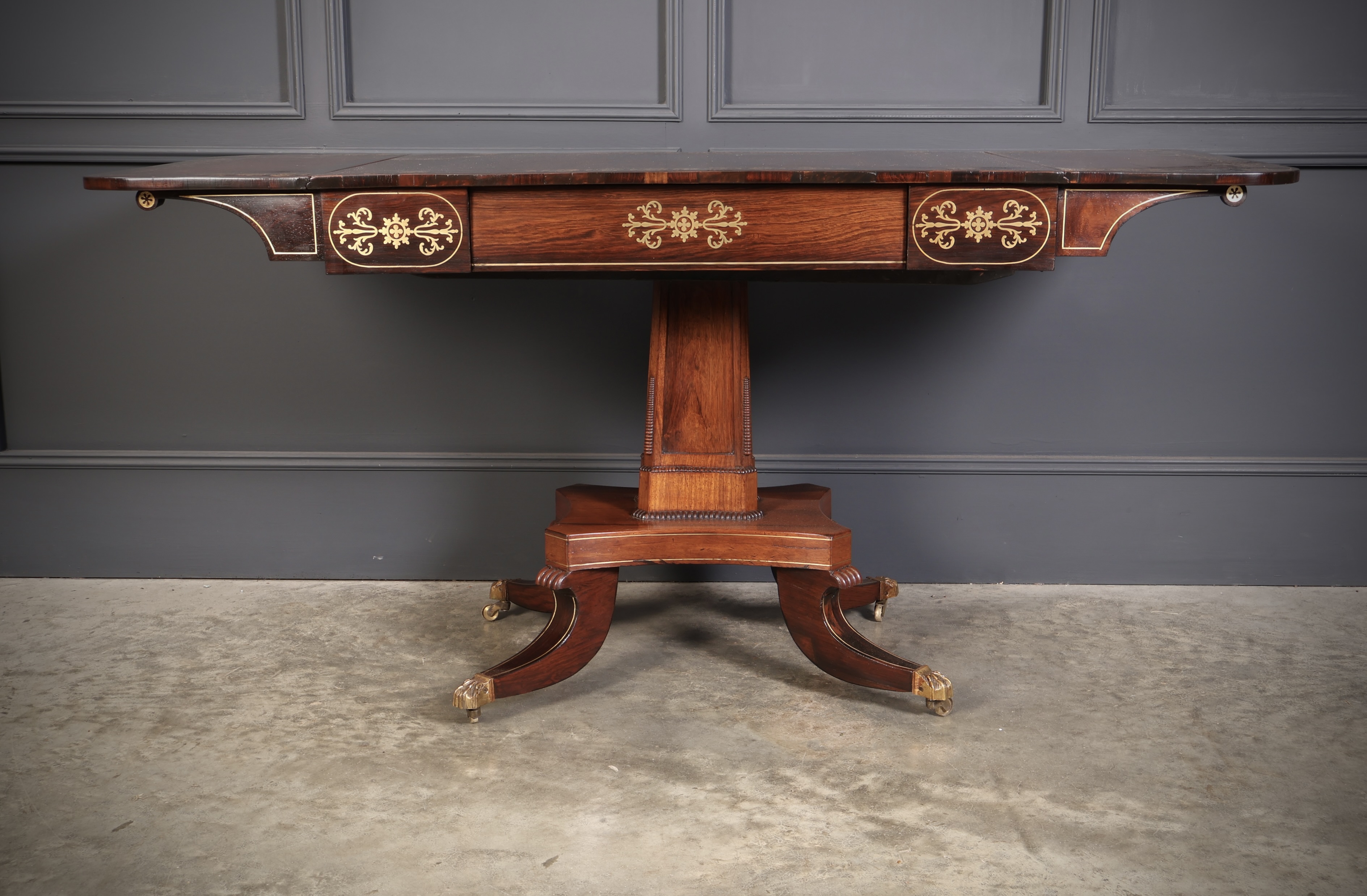 Regency Rosewood Brass Inlaid Sofa Table - Image 9